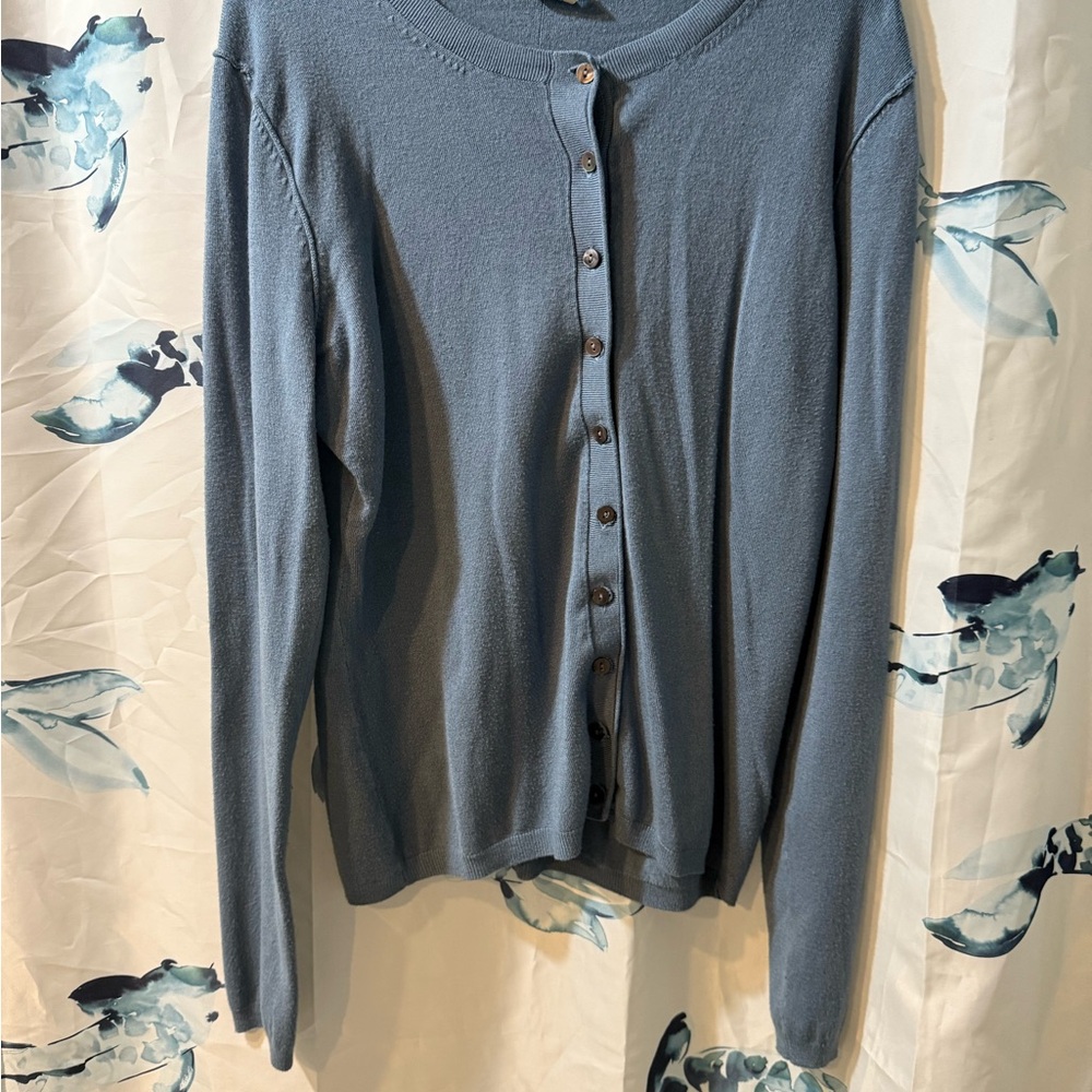 Andrea Jovine Cardigan Blue Women's Small Button Front Lightweight Academia Prep